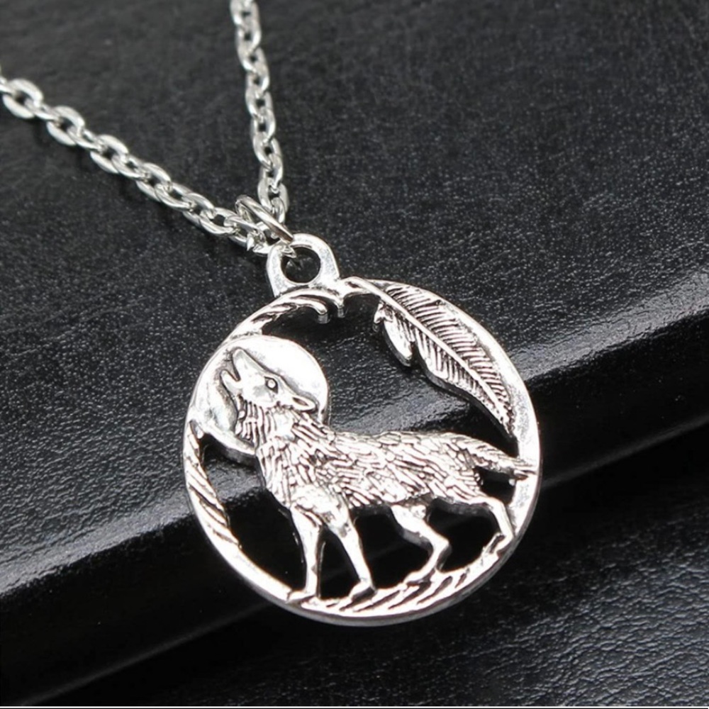 Wolf Howling At Moon Necklace